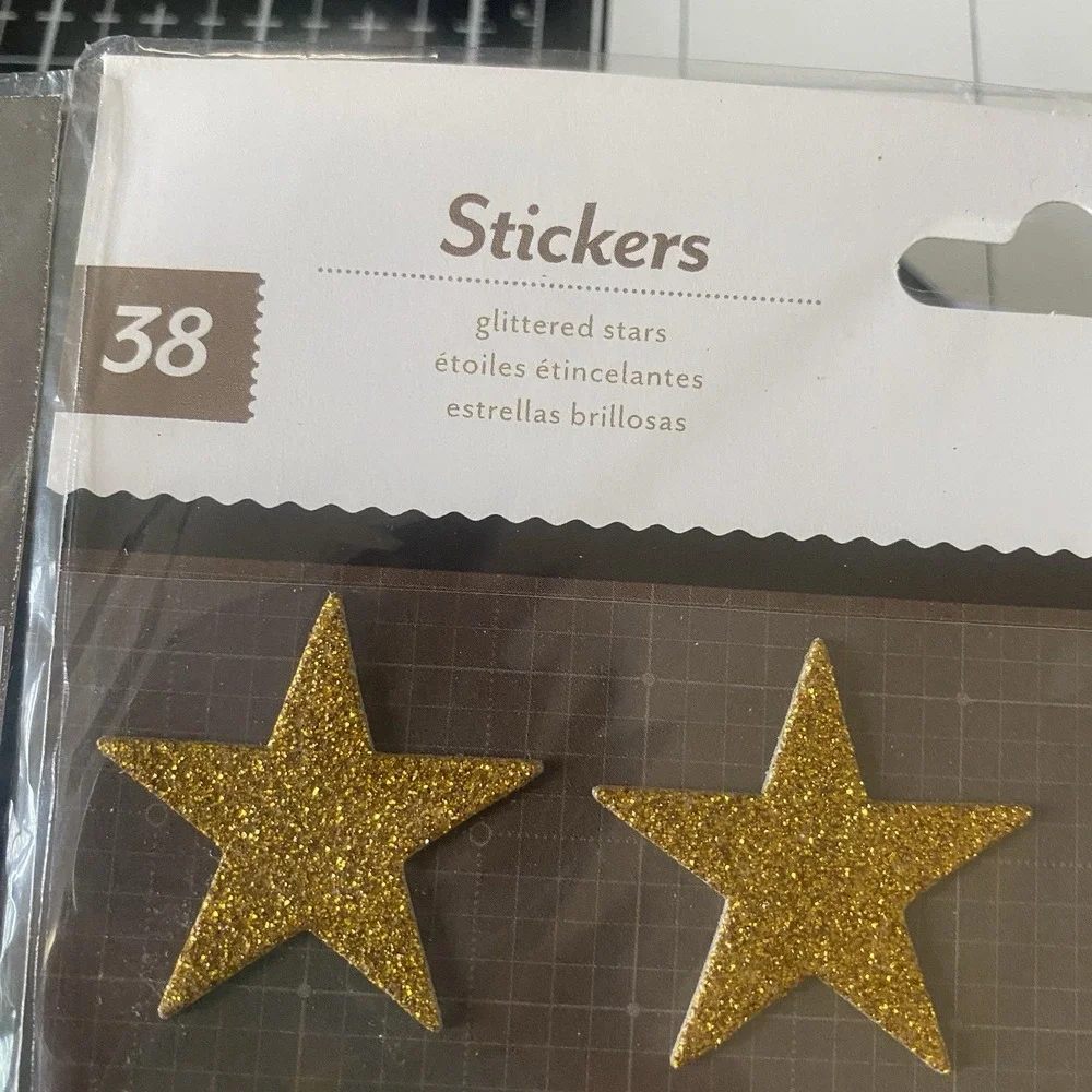 Studio Calico Embellishment Lot Cork Circle Stickers‎ And Glittered Stars Gold